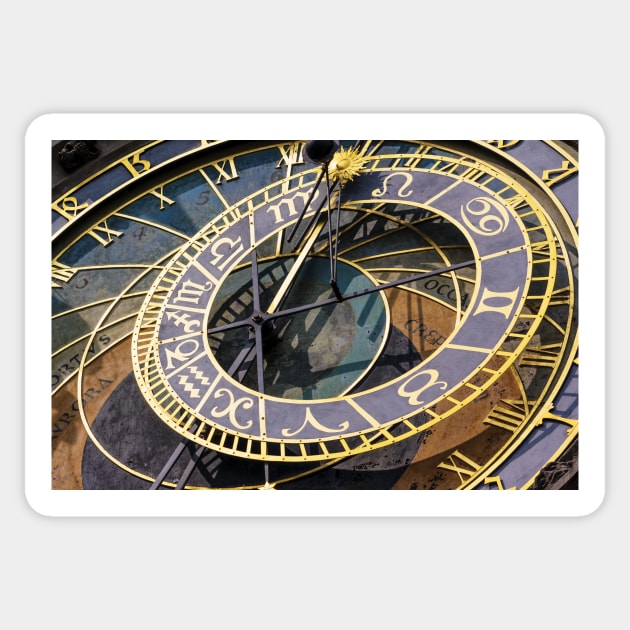 Close up photo of famous astronomical clock in Prague Sticker by StefanAlfonso